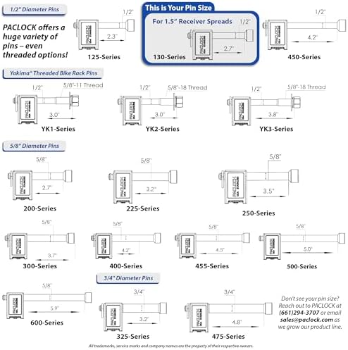 PACLOCK's UCS-80A-130 Trailer Hitch Lock, High Performance 6-Pin Cylinder, Keyed Differently, Blue