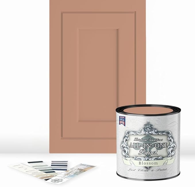 ALL-IN-ONE Paint by Heirloom Traditions, Blossom (Soft Peach), Quart - Durable cabinet and furniture paint. Built in primer and top coat, no sanding needed. Includes our 30 featured color card.