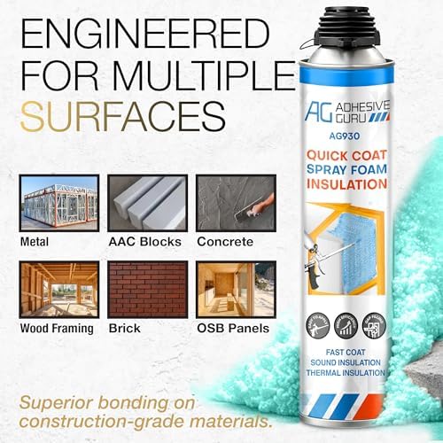 QuickCoat Closed Cell Spray Foam Insulation Kit for Wall–18x32.8oz(930g) Covers 360 Board Ft–DIY Expanding Sealant Set, Insulates Heat&Sound, Fills Gaps&Cracks–18 Foam Cans, Cleaner, Gun&Safety Gear