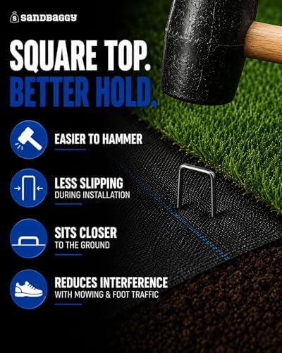 Sandbaggy 6 inch Landscape Sod Staples (9 Gauge Steel) ~ Great for Hard Soil - 20% Thicker Than Competition - Trusted by Farmers & Contractors Across USA (1000 Staples)