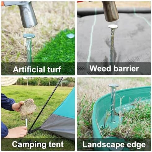 6 Inch 25 Pcs Artificial Turf Stakes Galvanized Spiral Landscape Staples