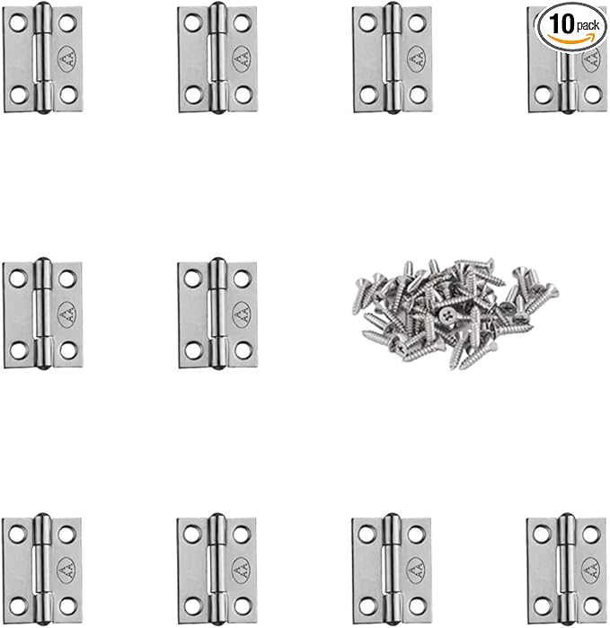 10pcs 304 Stainless Steel 3/4-inch Folding Butt Hinges Mini Hinges Small Box Hinges for Case Wooden Jewelry Box Lid (19mm x 15mm x 0.6mm)