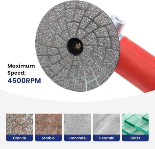 Vacuum Brazed Diamond Polishing Pads, 4 Inch Lippage Grinding Disc for Grantie Marble Concrete Ceramics, Grit 100, 2PCS