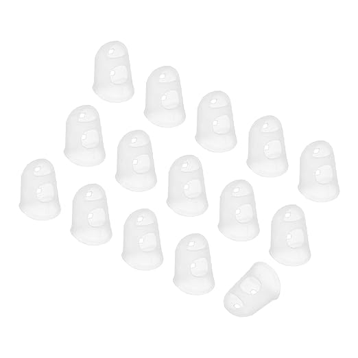 PATIKIL Finger Tip Covers Cots, Light White Silicone Finger Protectors Gloves Breathable Reusable Fingertip Caps with Air Holes for Dry Skin Finger Cracking, S, 15 Pcs
