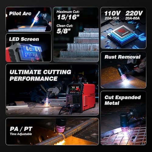 ARCCAPTAIN 60A Plasma Cutter Machine, Non-Touch Pilot Arc, 110V/220V