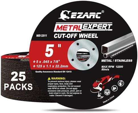 EZARC 5 Inch Metal Cut Off Wheels, .045 x 7/8-Inch, 25-Pack