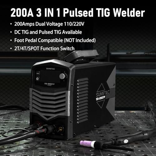 Sunstac 200A TIG Welder with Pulse, 110V/220V Dual Voltage