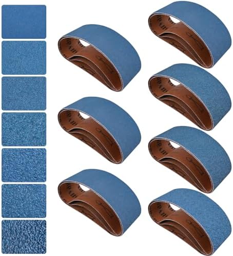 3x21 Inch Sanding Belts 21 Pcs 7 Grits Sizes (3 Each of 40/60/80/120/150/240/400 Grits) Heavy Duty Belt Sander Zirconia Belt Sander Paper for Wood, Metal, Stainless Steel, Cars, and Furniture