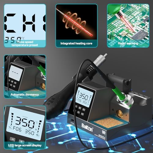 BK602Pro Soldering Station, C210 Soldering Iron & Hot Air Rework Station 2 In 1 Precision Soldering Practice Kit, Large Display, Auto Sleep, Temperature Preset