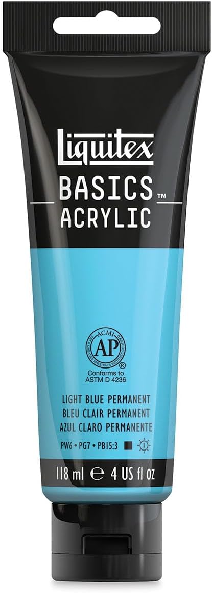 Liquitex BASICS Acrylic Paint, 118ml (4-oz) Tube, Light Blue Permanent