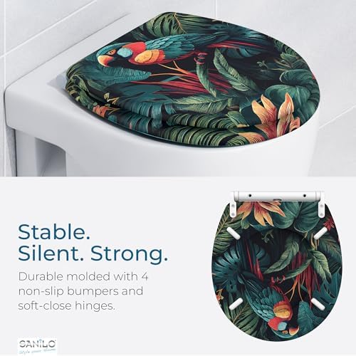 Sanilo Wooden Toilet Seat with Quick Release & Soft Close [ROUND] - Decorative & Slow Close Molded Wood Seat - With One Click for Easy Installation & Cleaning - With Adjustable Fit (Exotic)