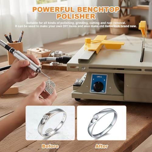 ele ELEOPTION Bench Buffer Polisher,0-10000 RPM Adjustable Benchtop Grinder