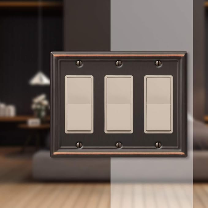 Amerelle 149RRRDB Chelsea Wallplate, 3 Rocker, Steel, Aged Bronze, 1-Pack