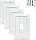 Wall Plates, Duplex Outlet Covers, Toggle Light Switch Plates, Decorator Light Switch Cover, Bamboo Fiber Material Wall Plate, Standard Size Wall Plates of various styles, White (1 Gang Toggle 4 Pack)