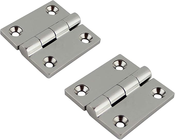 Marine Grade CAST Solid 304 Stainless Steel Mirror Polished Butt Hinges Marine Stainless Steel Heavy Duty 2-3/8" x 2-3/8" Pair for Boat, RVs