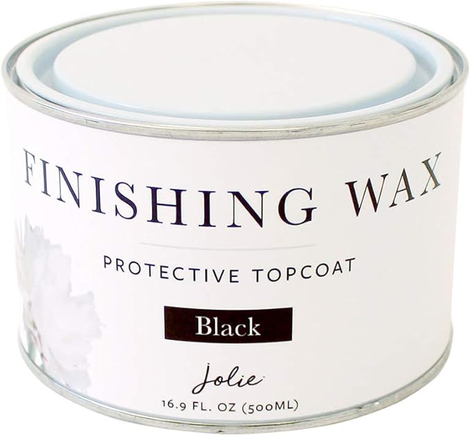 Jolie Finishing Wax - Chalk Finish Paint Wax - Use on wood or matte finish painted interior furniture, cabinets- Odor-Free, Non-Hazardous (500mL, Black)