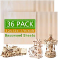 36 Pack Basswood Sheets,12 x 12 x 1/8 Inch,3mm Basswood Plywood Sheets with Smooth Surfaces, Unfinished Wood for Laser Cutting, Burning,Drawing, Architectural Models and DIY Crafts(36)