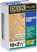 Deck Plus 2-1/2 Inch Epoxy Coated Exterior Wood and Fence Screws #10 x 2-1/2" Torx/Star Drive Included Coarse Thread, Outdoor Rust Resistant Decking Screw, Silver, 1lb Box, 73 Pieces | 48464
