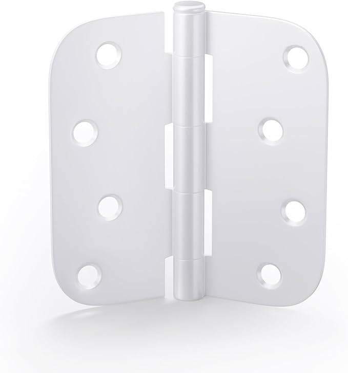 12 Pack goldenwarm 4 inch Door Hinges White Exterior Door Hinges - Residential Hinges for Interior and Exterior Doors, 5/8" Radius Corners, Iron