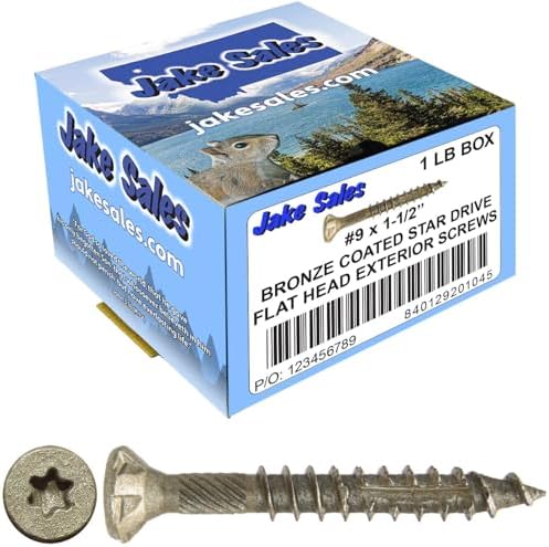 9 x 1-1/2" - Bronze Coated Multipurpose Exterior Coated - ACQ Compatible Wood Screw Torx/Star Drive Flat Head CASE Qty 42 Boxes 5,880 Screws