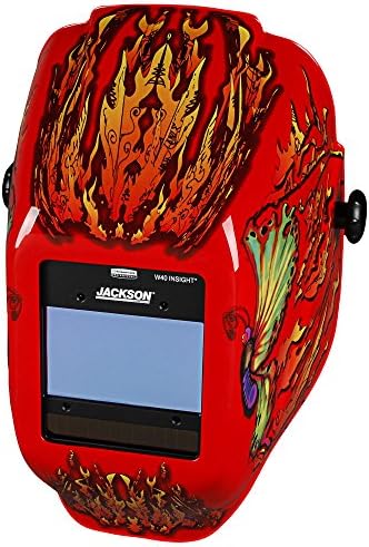 Jackson Safety Ultra-Lightweight Insight Digital Variable Auto Darkening Filter Welding Helmet, Nylon, Halo X, Flaming Butterfly, Universal Size, 46109