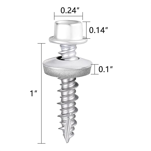 50 Pcs #10x1 White Metal Roofing Screws - Galvanized Hex Head Self-Tapping with EPDM Washers Sharp Point,for Corrugated Roofing, Wood Siding, Fences, Carports, Garages, Sheds