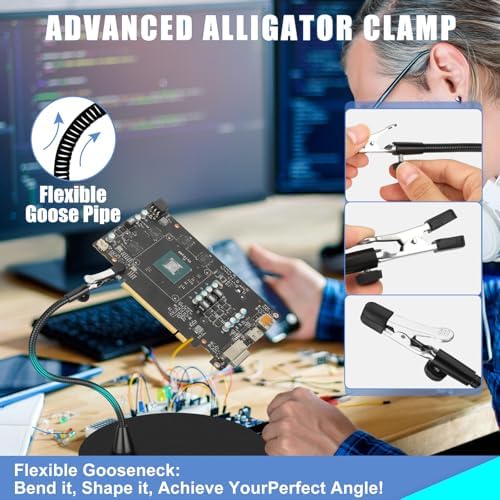 Magnetic Helping Hands Soldering Station with 4 Magnetic Pillars PCB Holder, Magnifying Glass with light, Magnifier with Extra Hand Tool for Electronic Repair Soldering Jewelry Crafts
