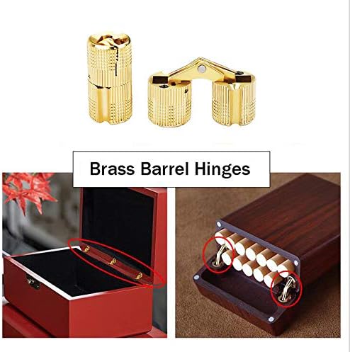 12 Pcs 10mm Brass Barrel Hinges Hidden Invisible Cabinet Furniture Hinges Concealed 180 Degree Opening Angle