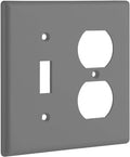 Bates- 2-Gang Combination Wall Plate, 4.88"x 4.92"/Mid-Size, Gray, Toggle Light Switch/Duplex Receptacle Outlet, 2 Gang Wall Plate for Electrical Outlets, Double Outlet Cover Plate