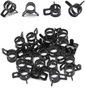 20pcs 0.39" ID Constant Tension Band Hose Clamps, 10mm Spring Band Type Action Hose Clamp Manganese Steel Fuel Line Clamp Low Pressure Air Clip Clamp for Fuel Hose Line Water Pipe Air Tube black
