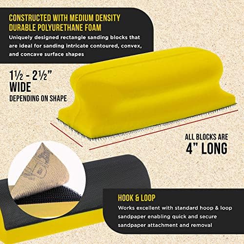 Dura-Gold 12-Piece Contoured Profile 4" Hand Sanding Block Set with 40