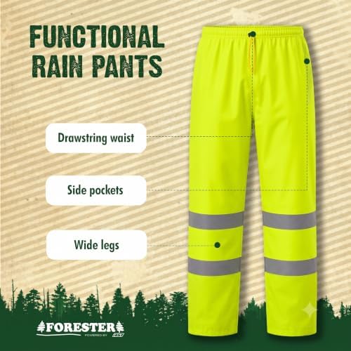 FORESTER Class 3 Hi-Vis Rain Suit - Waterproof Jacket & Pants | Heavy Duty Rain Gear for Men & Women | Reflective