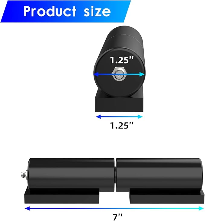 Heavy Duty Gate Hinges 7 Inches- 2 Pack Weld On Install Black Iron Barrel Hinge 900lbs Capacity for Swing Door Trailer Ramp Metal Driveway Gate Drive Gate