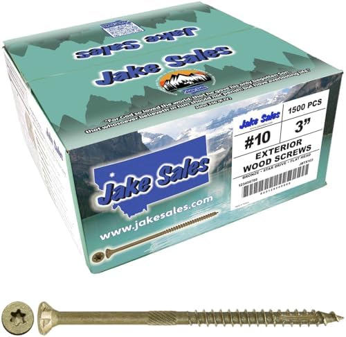 Jake Sales #10 x 3 Bronze Coated Multipurpose Wood Screw Torx/Star Drive Flat Head (Full Box - 1,500 Screw Count) Exterior Coated - ACQ Compatible Wood Screws