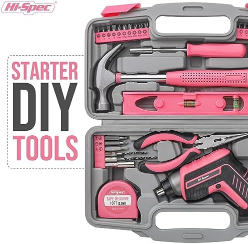 Hi-Spec 3.6V USB Electric Screwdriver for Home Repairs and Assembly, Pink