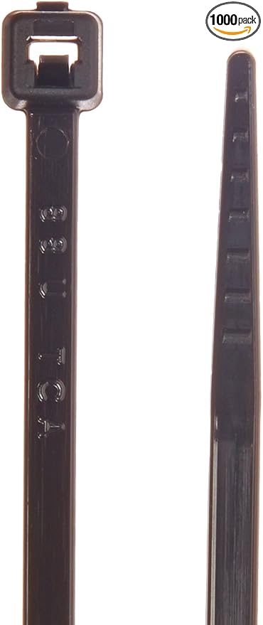 Hellermann Tyton T18L0M4 Standard Cable Tie, 8" Long, 18lb Tensile Strength, PA66, Black (Pack of 1000)