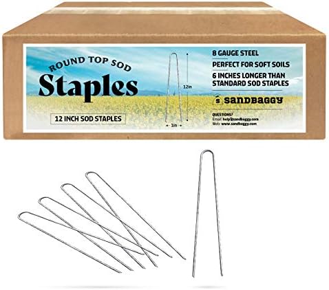 Sandbaggy 12-inch 8-Gauge Landscape Staples ~ The Longest & Strongest Landscaping Staple on Amazon (50 Staples)