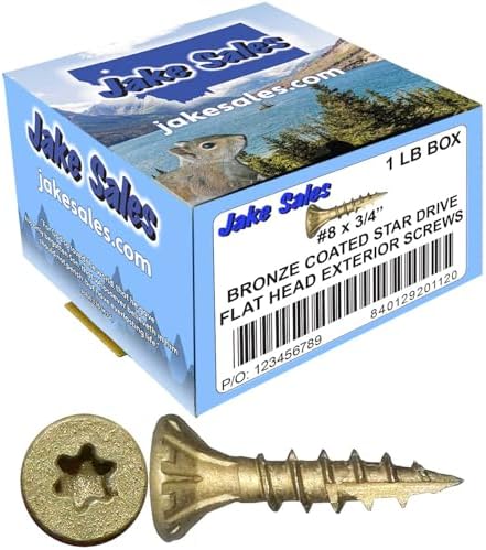 8 x 3/4" Bronze Coated Multipurpose Exterior Coated - ACQ Compatible Wood Screw Torx/Star Drive Flat Head - CASE Qty 42 Boxes 16,002 Screws