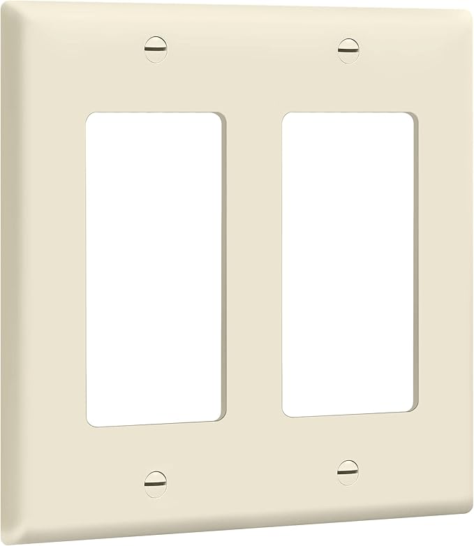 ENERLITES Decorator Light Switch or Receptacle Outlet Wall Plate, Size 2-Gang 4.50" x 4.57", Unbreakable Polycarbonate Thermoplastic, UL Listed, 8832-LA, Light Almond