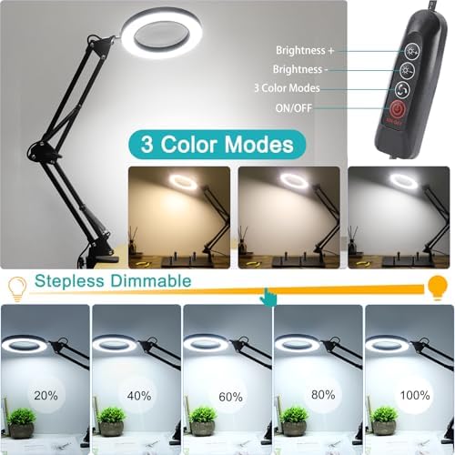 Helping Hands Soldering Station, 12X Magnifying Glass with Light with Soldering Clamp, 4 Magnetic Third Hand & 4 PCB Holders, 360° Hot Air Gun Holder, Desk Lamp for Soldering Repair Jewelry
