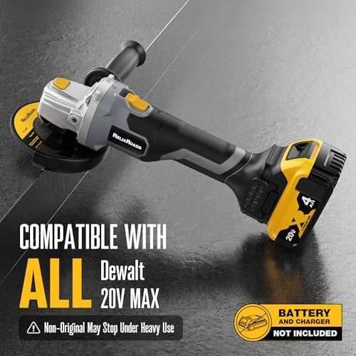ReliaRoads 20V Brushless Cordless Angle Grinder 4-1/2 Inch, Compatible with DeWalt 20V MAX Battery, Metal Cutting Grinding Polishing Tool, Battery Not Included (Blackish Gray)
