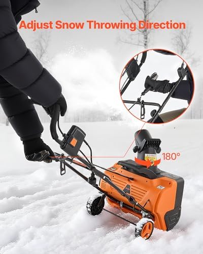 VEVOR 20-Inch Electric Snow Blower, 15A Corded Walk-Behind Snow Thrower