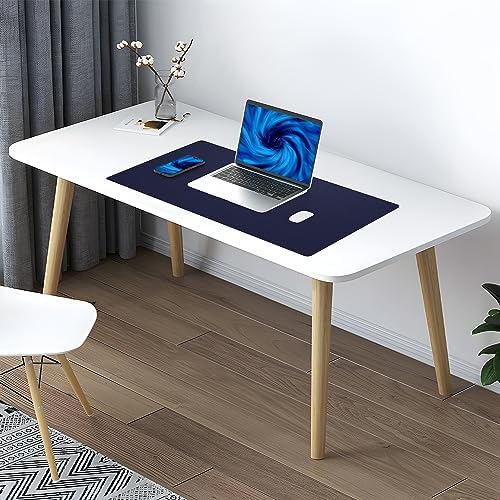 AFIING Cork Desk Mat 23.6 x 13.7, Dual-Sided Cork & PU Leather Desk Pad, Waterproof Non-Slip Desk Protector for Home Office, Study Desk & Minimalist Workspace Blue