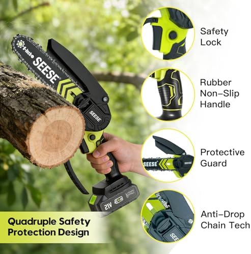 6-inch Mini Chainsaw Cordless: Pure Copper Brushless Motor, High Efficiency, Low Noise, Up to 80-Min Runtime for Trimming, Shrub Pruning and Wood Cutting, Best Gifts for Father, Dad, Husband, Men