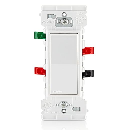 Leviton Lever Edge 15 Amp 3-Way Rocker Switch, E5603-MW, White | (Pack of 40)