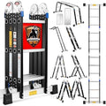 Step Ladder, Bryner Folding Ladder 19.6ft Multi-Purpose Aluminium Extension Ladders, 7 in 1 Folding Adjustable Telescoping Step Ladder 330lbs (12.0 Ft)