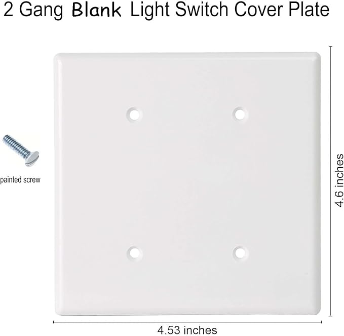 ZEFTV Blank Wall Plates 2-Gang blank Switch Outlet Electrical Cover Plate Unbreakable Thermoplastic Faceplate for Light Receptacle Outlet Switch, White (2 Pack)