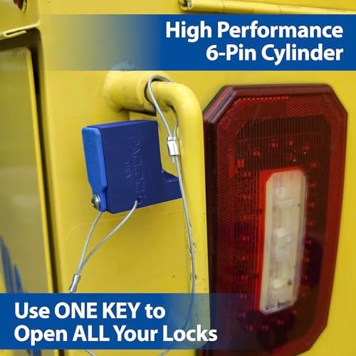 PACLOCK's BL17A-600 Block-Lock High Security 6-Pin Cylinder, One Lock Keyed to a Number U-Pick! w/ 2 Keys, Blue Anodized Aluminum