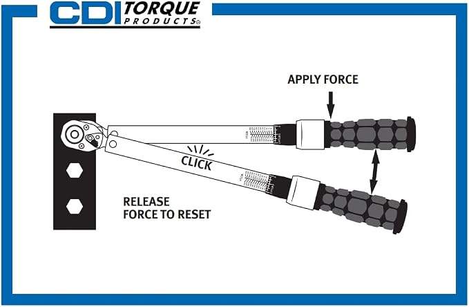 CDI 3/8 Inch Drive Adjustable Click Torque Wrench, Range 10-100 Ft Lbs / 16.9-132.2 Nm (1002MFRMH)