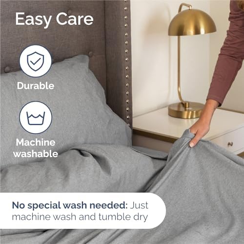Split King Size 5 Piece Sheet Set - Breathable & Cooling - Heathered Grey